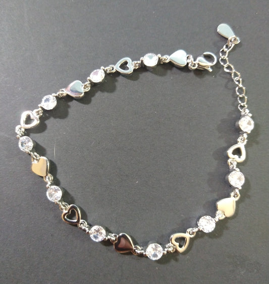 925 Rhinestone Heart Bracelet