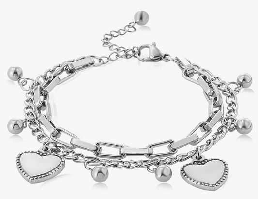 Love Heart Initial Charm Bracelet